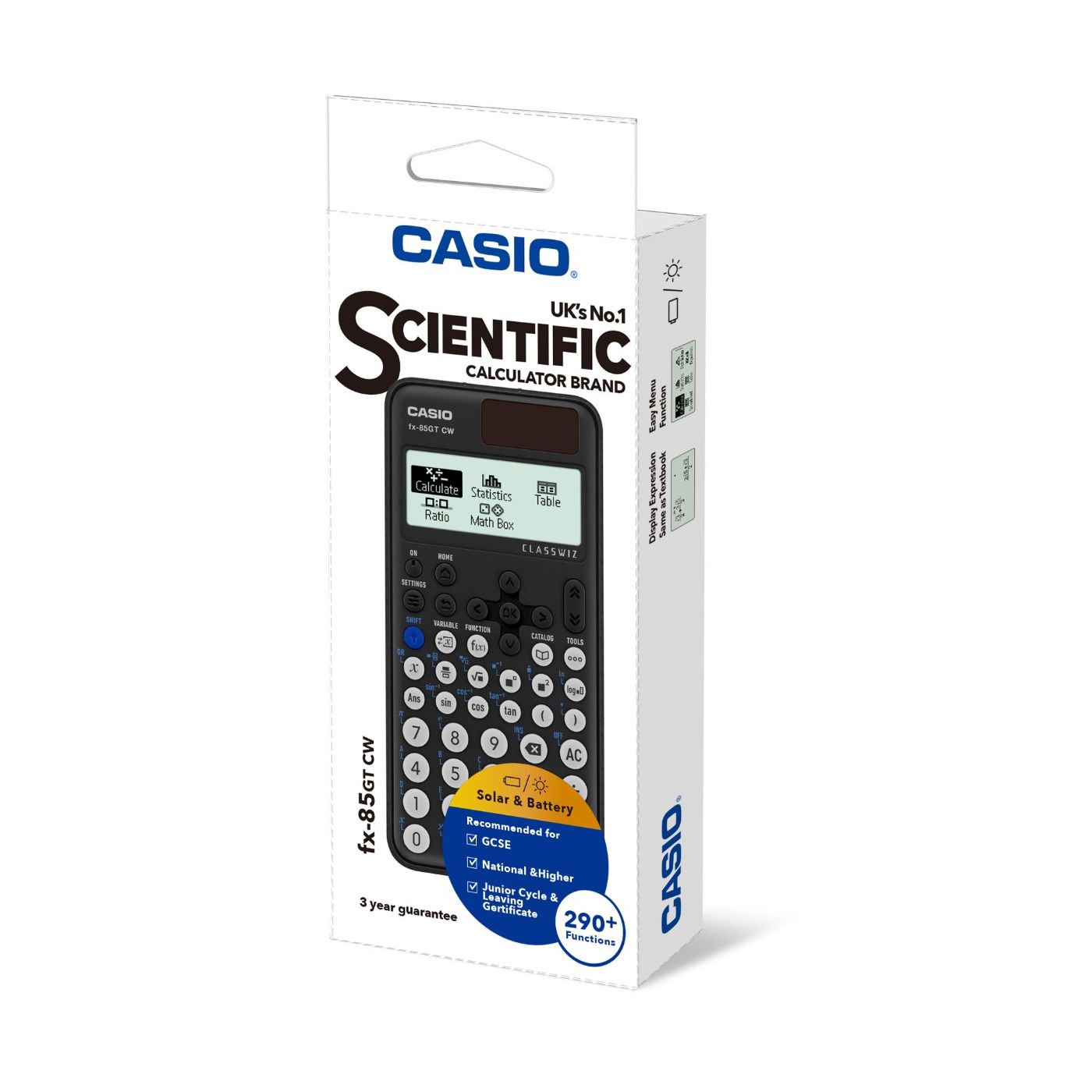 Casio Dual Power Scientific Calculator fx-85GT CW Black