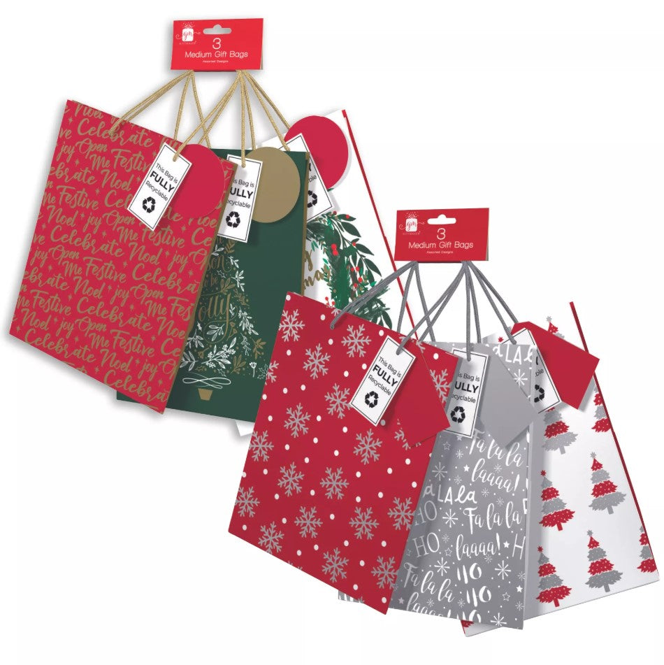 Medium Gift Bags (3pk) Traditional Mix
