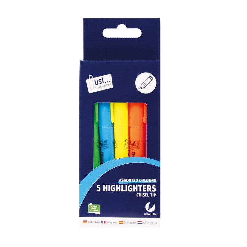 Just Stationery Bright Chisel Tip Highlighters