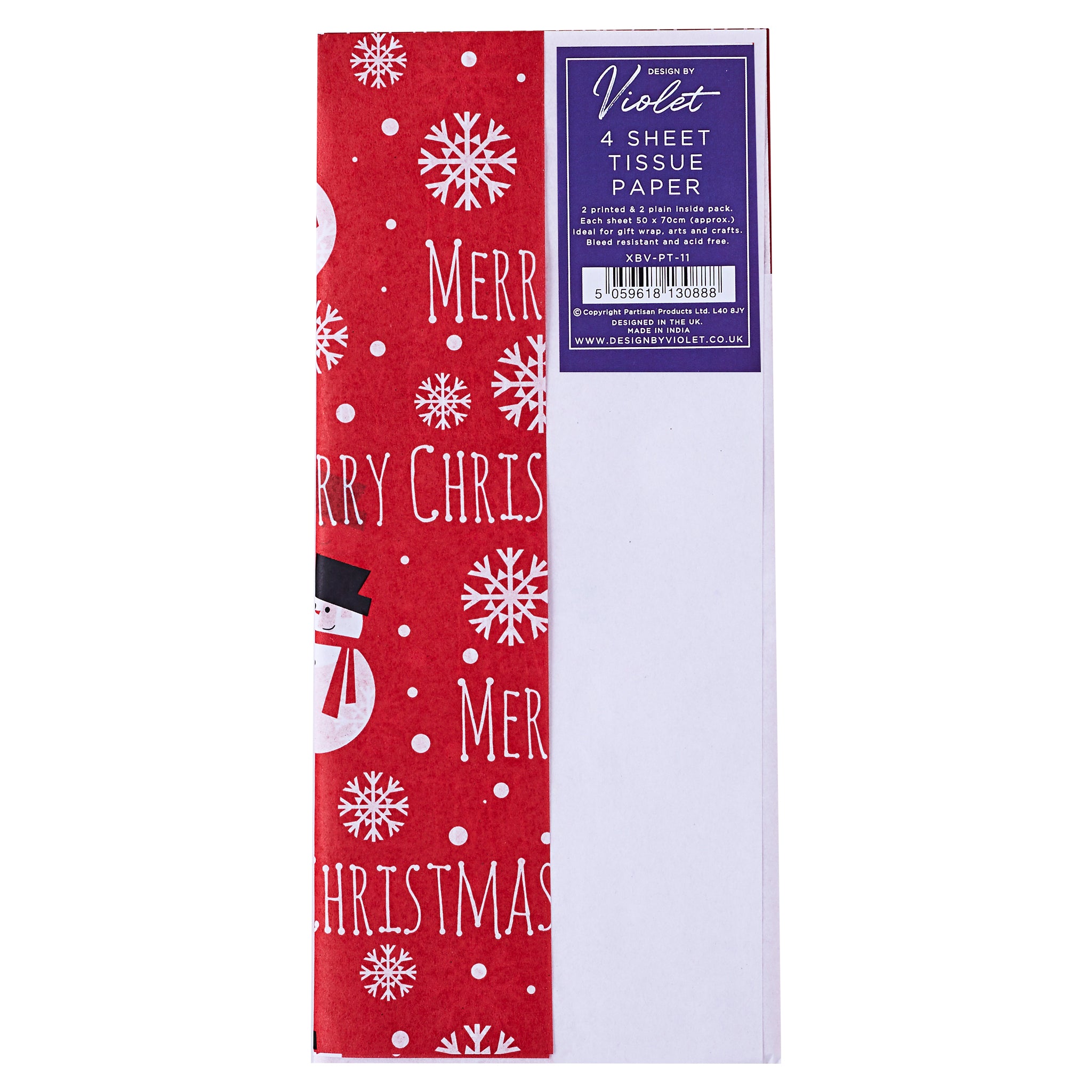 Gift Tissue Paper (4pk) Red Snowman