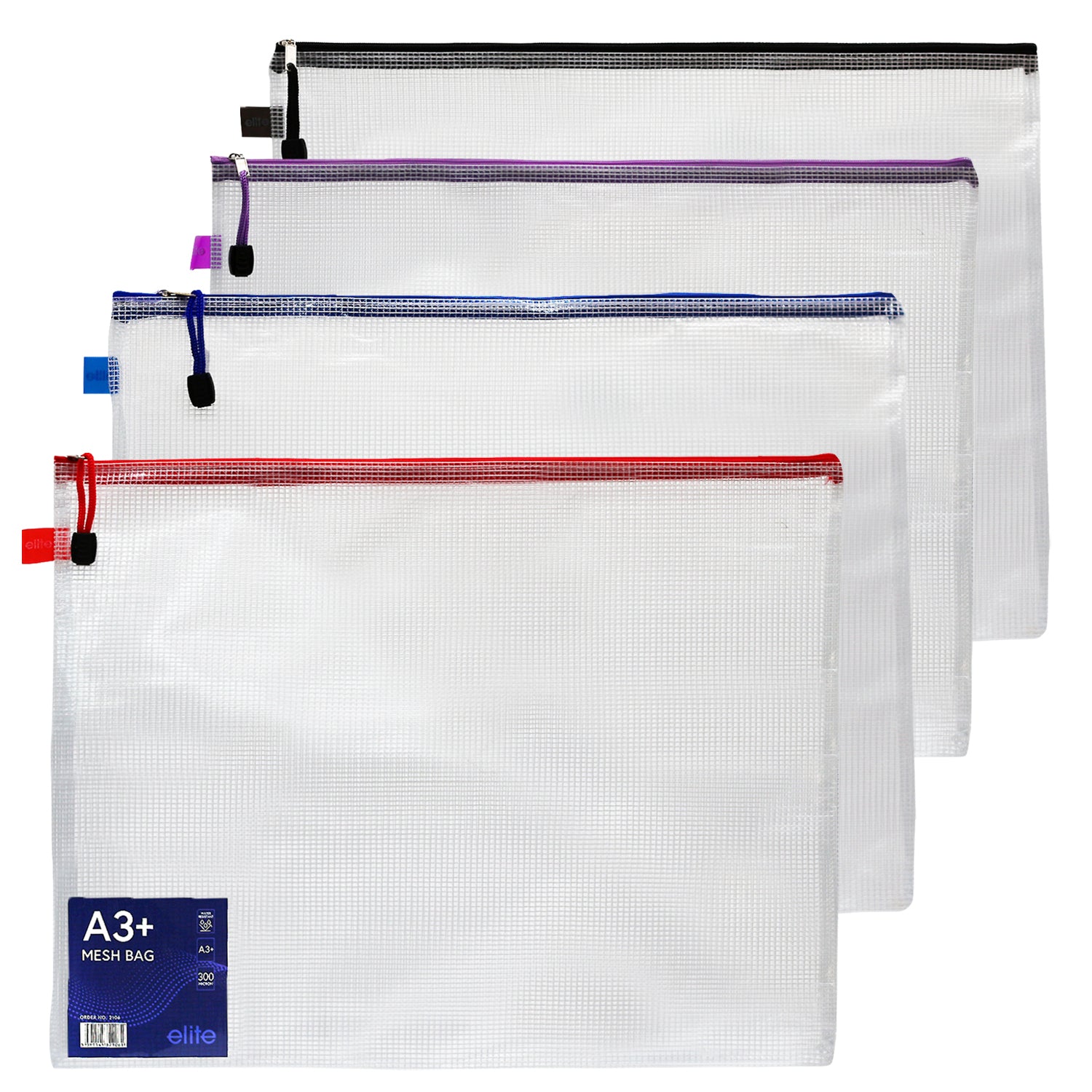 A3+ Zipped Mesh Bag - Clear Assortment