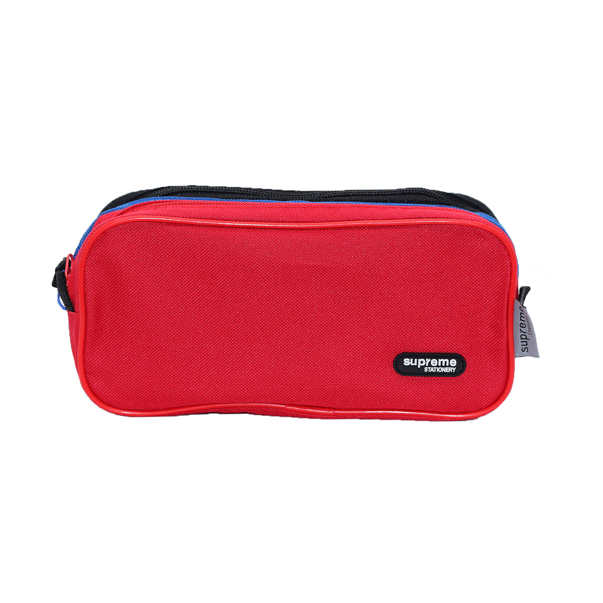 Pencil Case - Three Compartment Zip in Red Multi-Colour