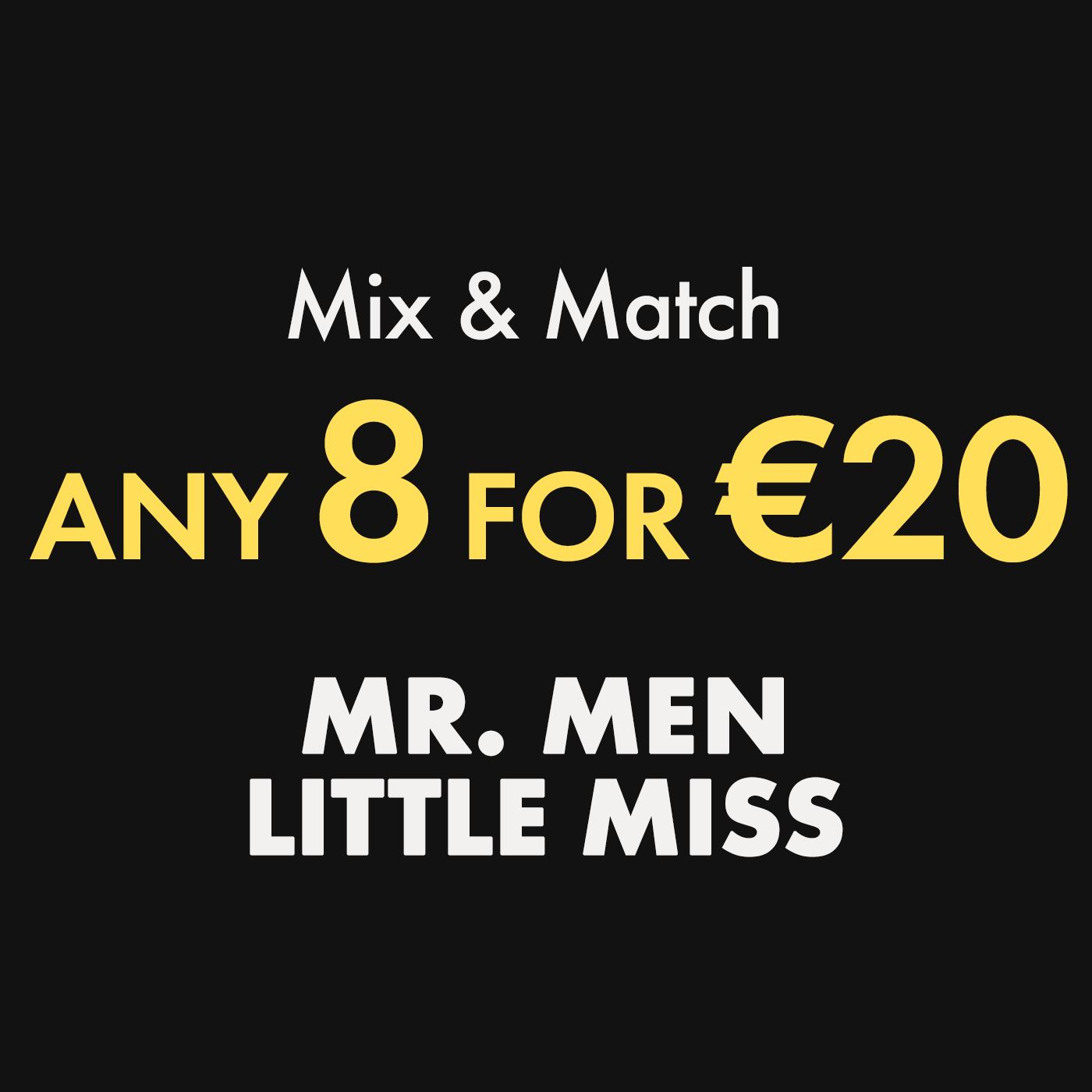 Bargain Books Bookstation Any 8 for €20 Mr. Men & Little Miss