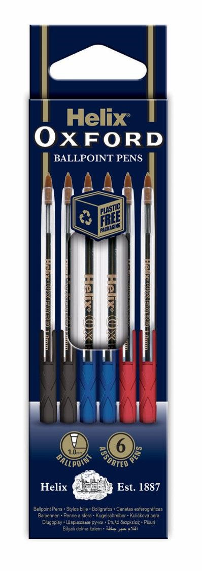 Oxford Ballpoint Pen 6 Pack Assorted Colours