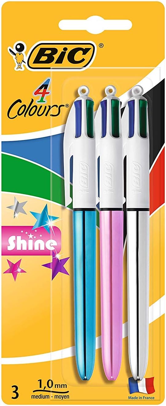 BIC 4 Colours Shine Pens 3 Pack