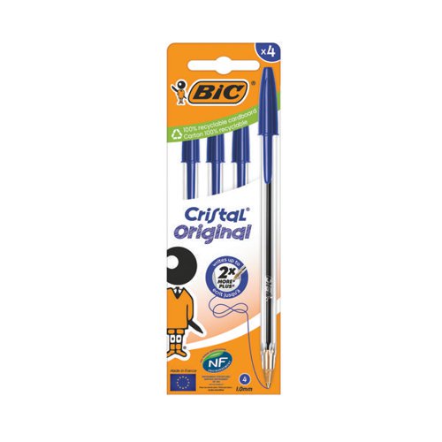 BIC MEDIUM BLUE BALLPEN 4 PK