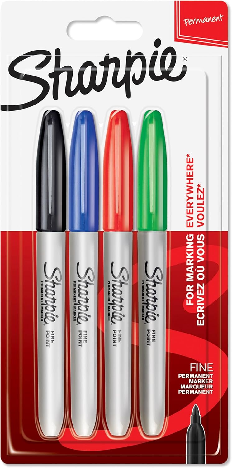Sharpie Permanent Markers | Black, Blue, Red and Green Ink Colours
