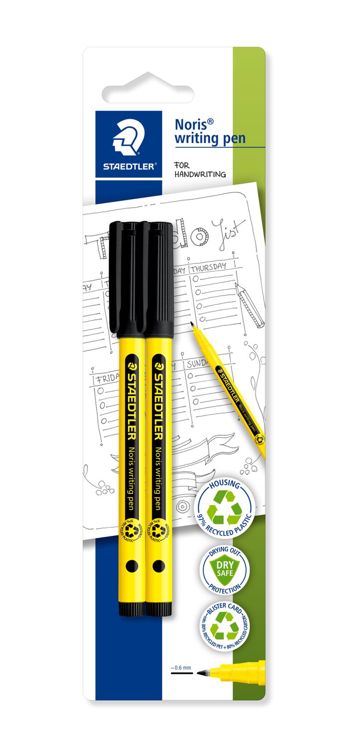 Staedtler Noris Black Handwriting Pen 2 Pack