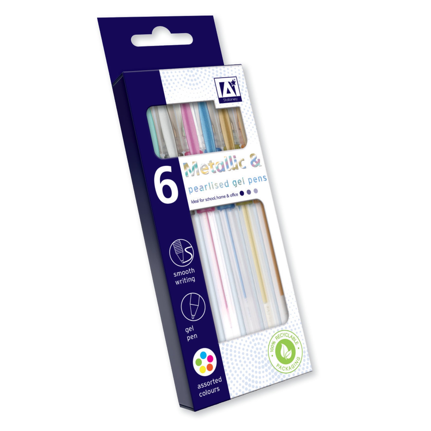 Metallic &amp; Pearlised Gel Pens 6 Pack