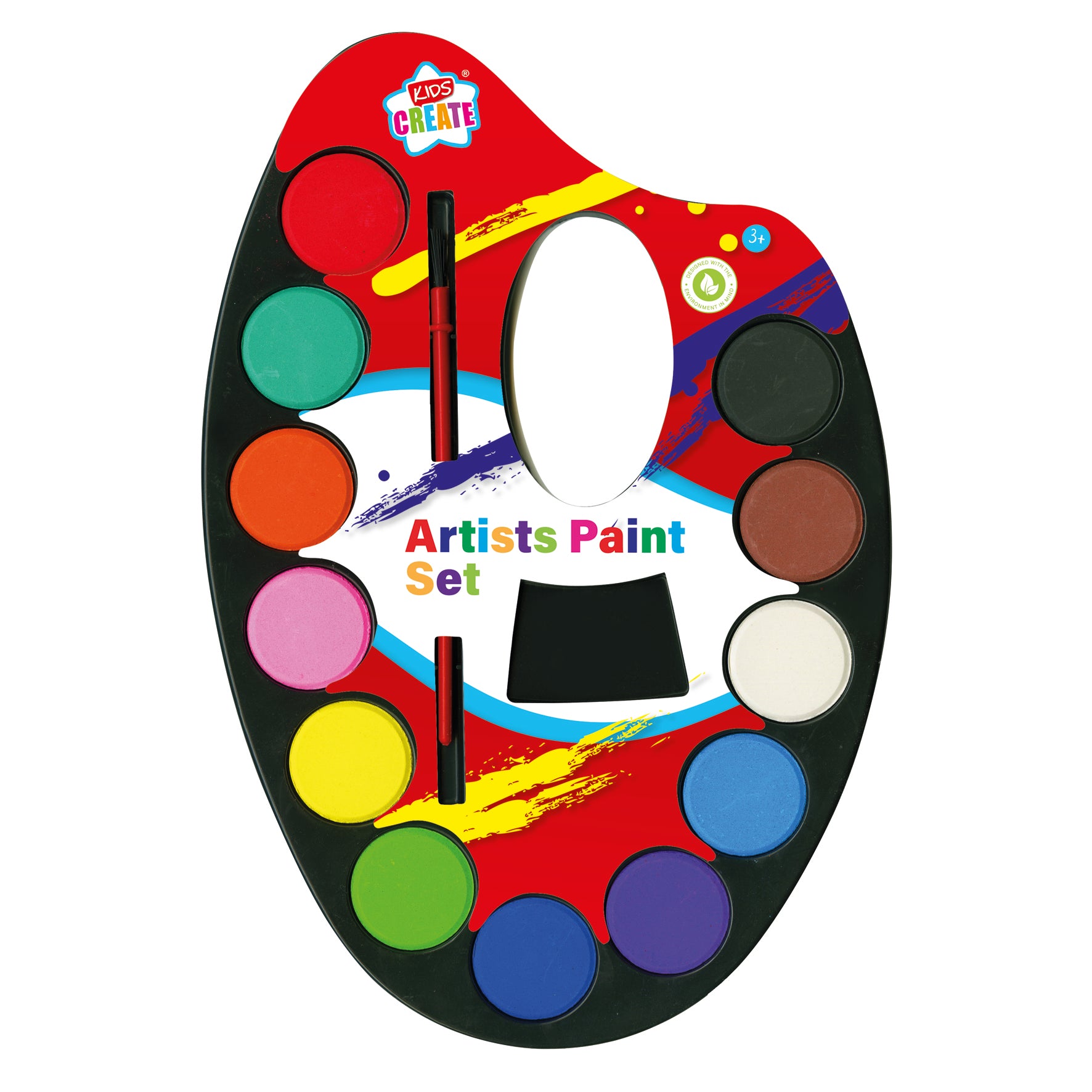 Arists Paint Set - 12 Paints Brush and Palette