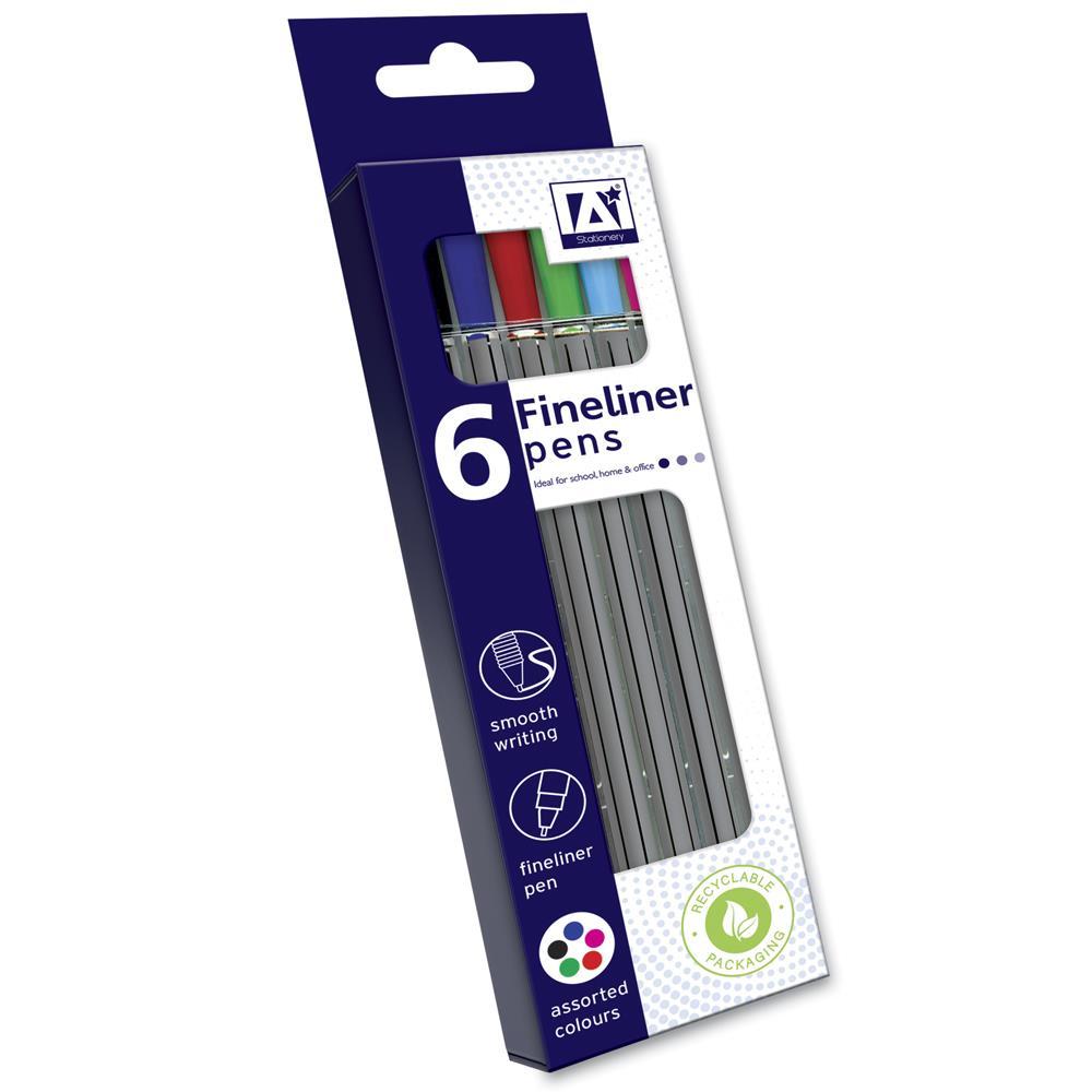 Fineliner 6 Pack Assorted Colours