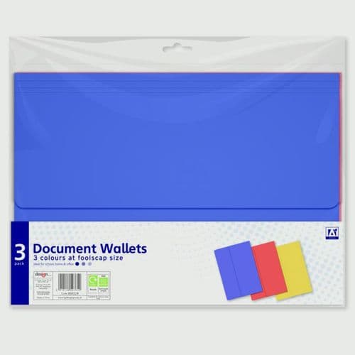 A4 Document Wallets 3 Pack
