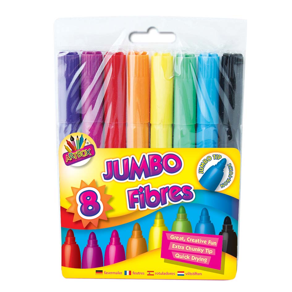 Jumbo Coloured Fibre Markers 8 Pack
