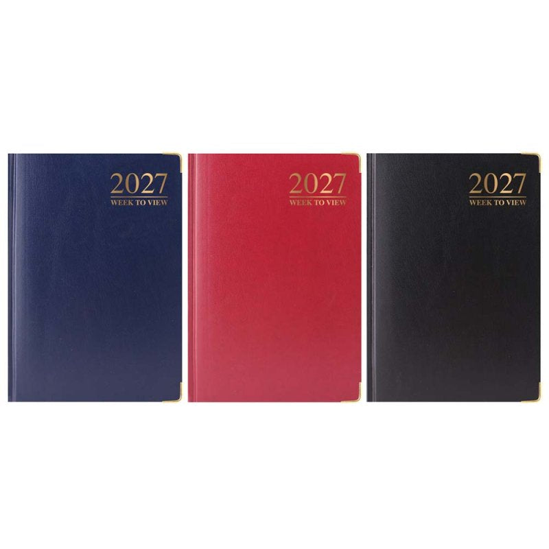 2027 A6 Padded Casebound Diary - Week to View (Gilted Edge)