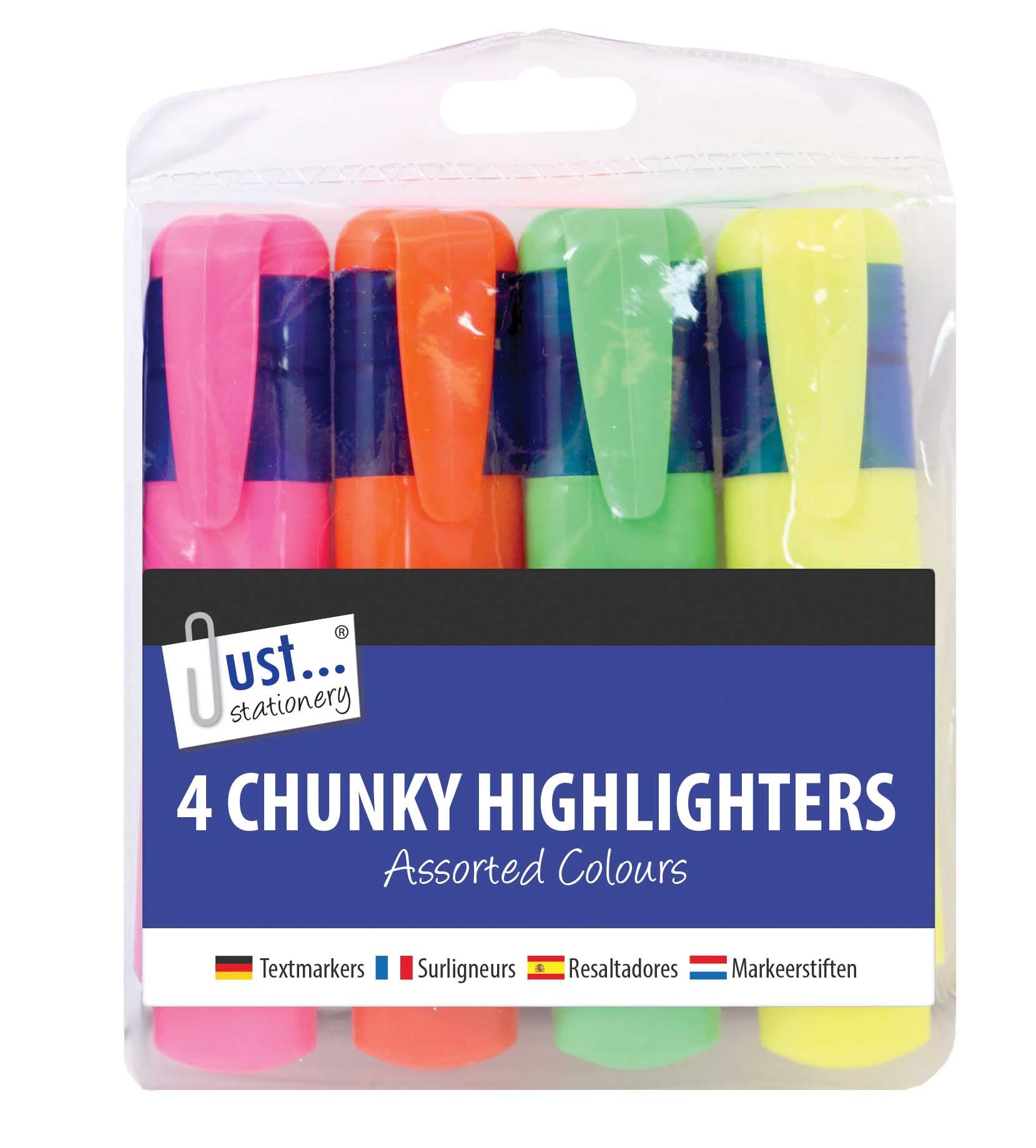 Just Stationery Chunky Highlighter Pens 4 Pack