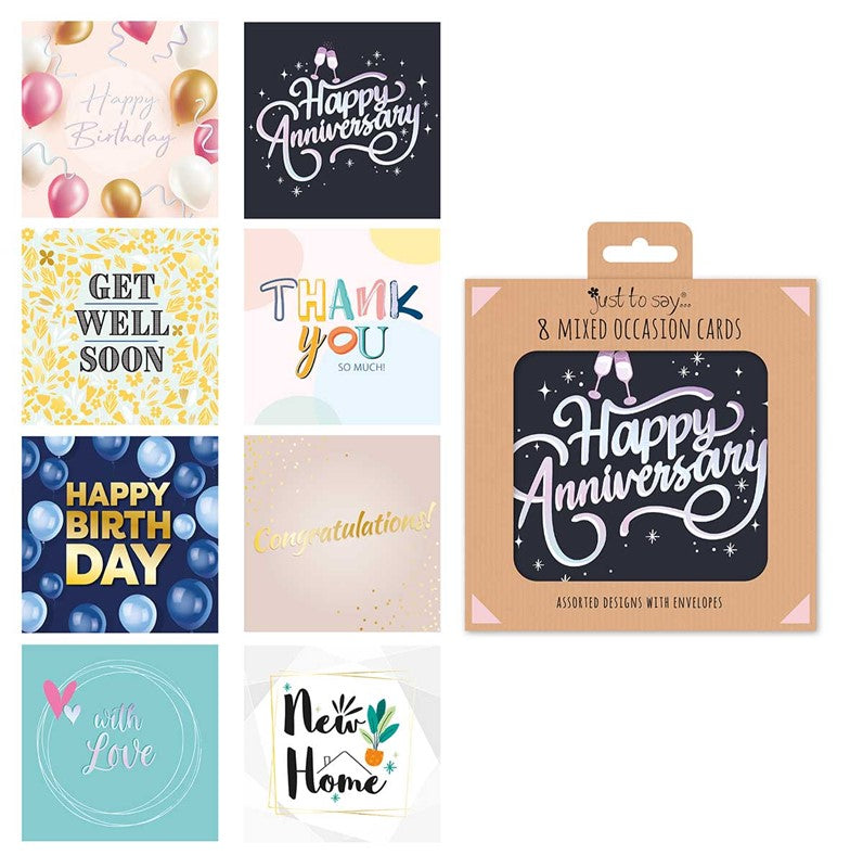 8 Mixed Occasions Cards In Keepsake Box