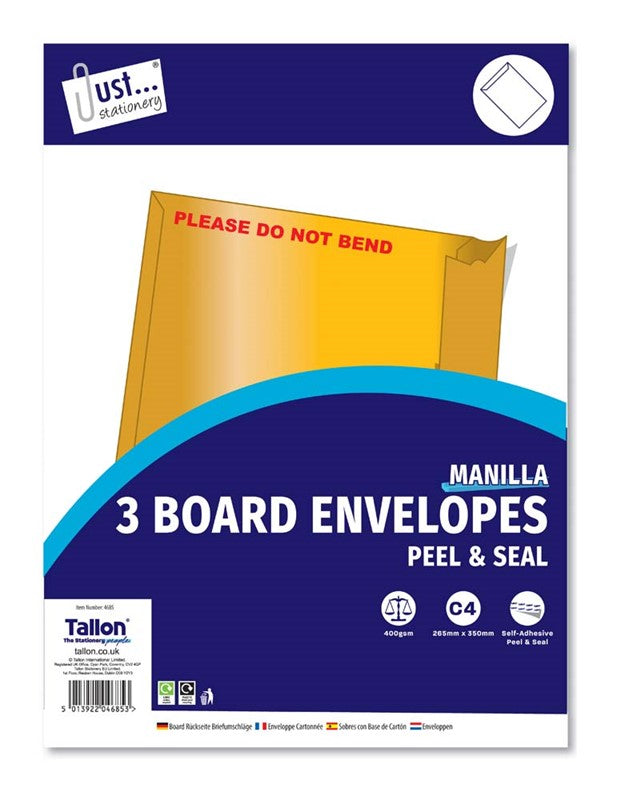 3 BOARD ENVELOPES 265 X  350MM