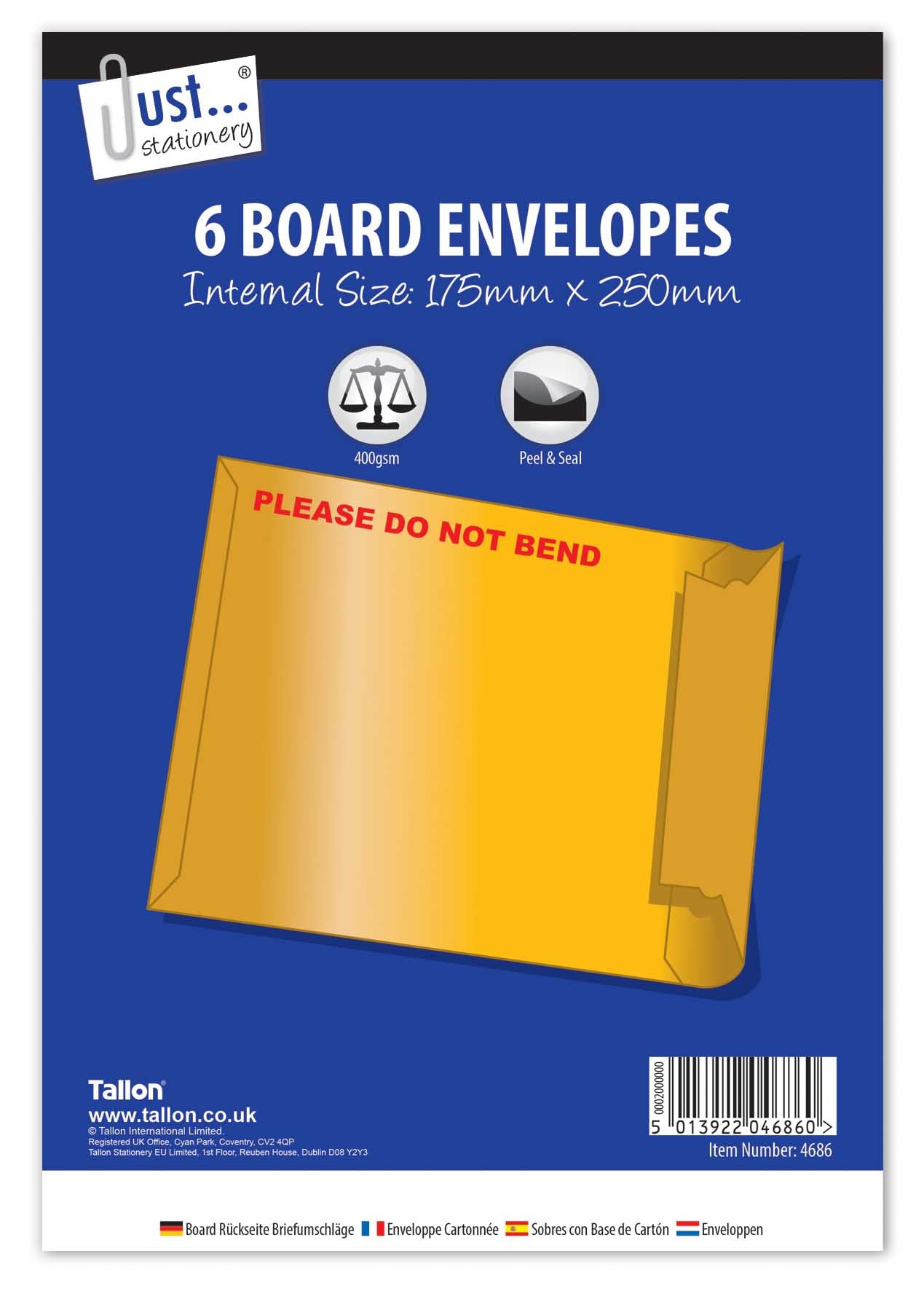 ENVELOPES 6 BOARD  175 X 250MM