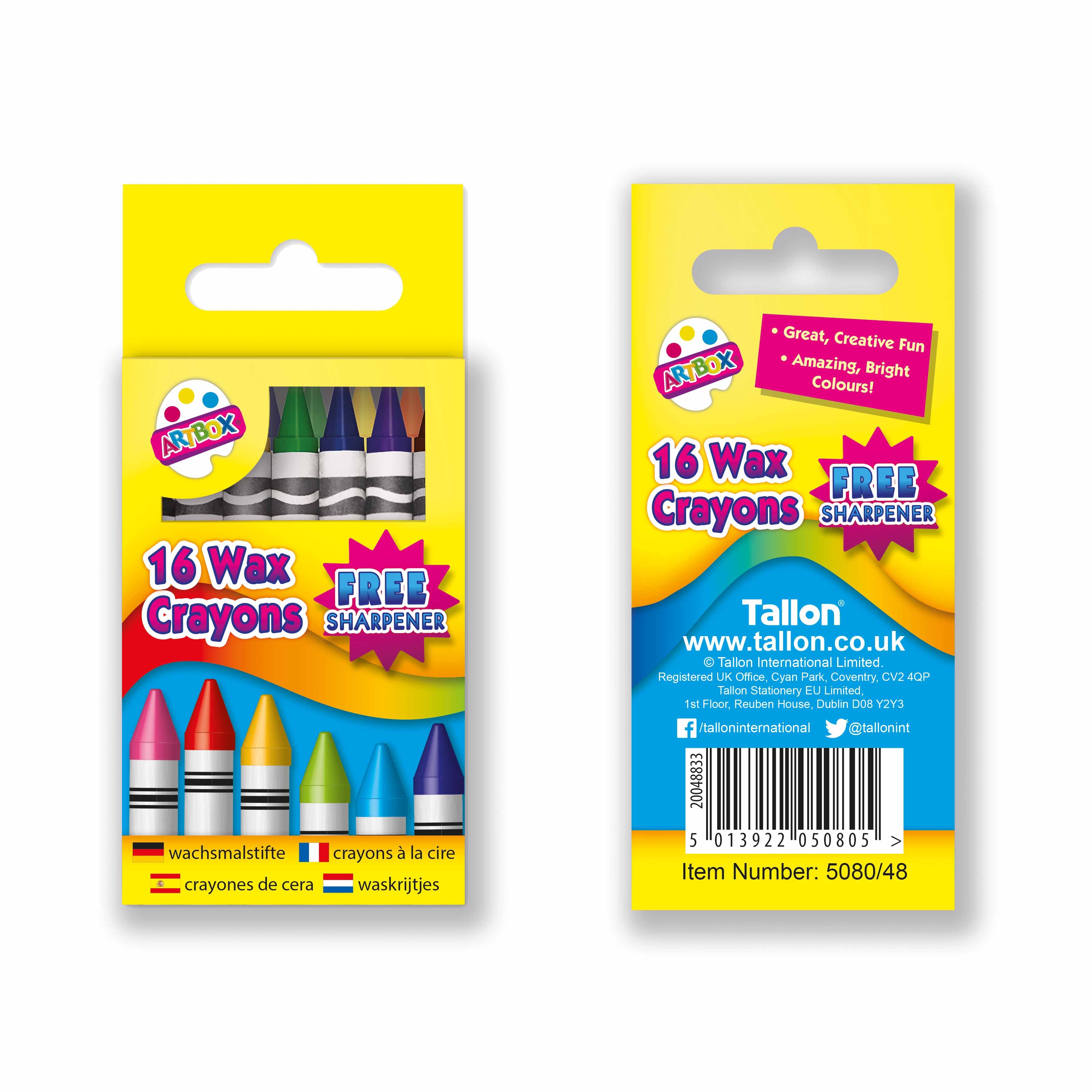 Mini Coloured Wax Crayons 16 Pack