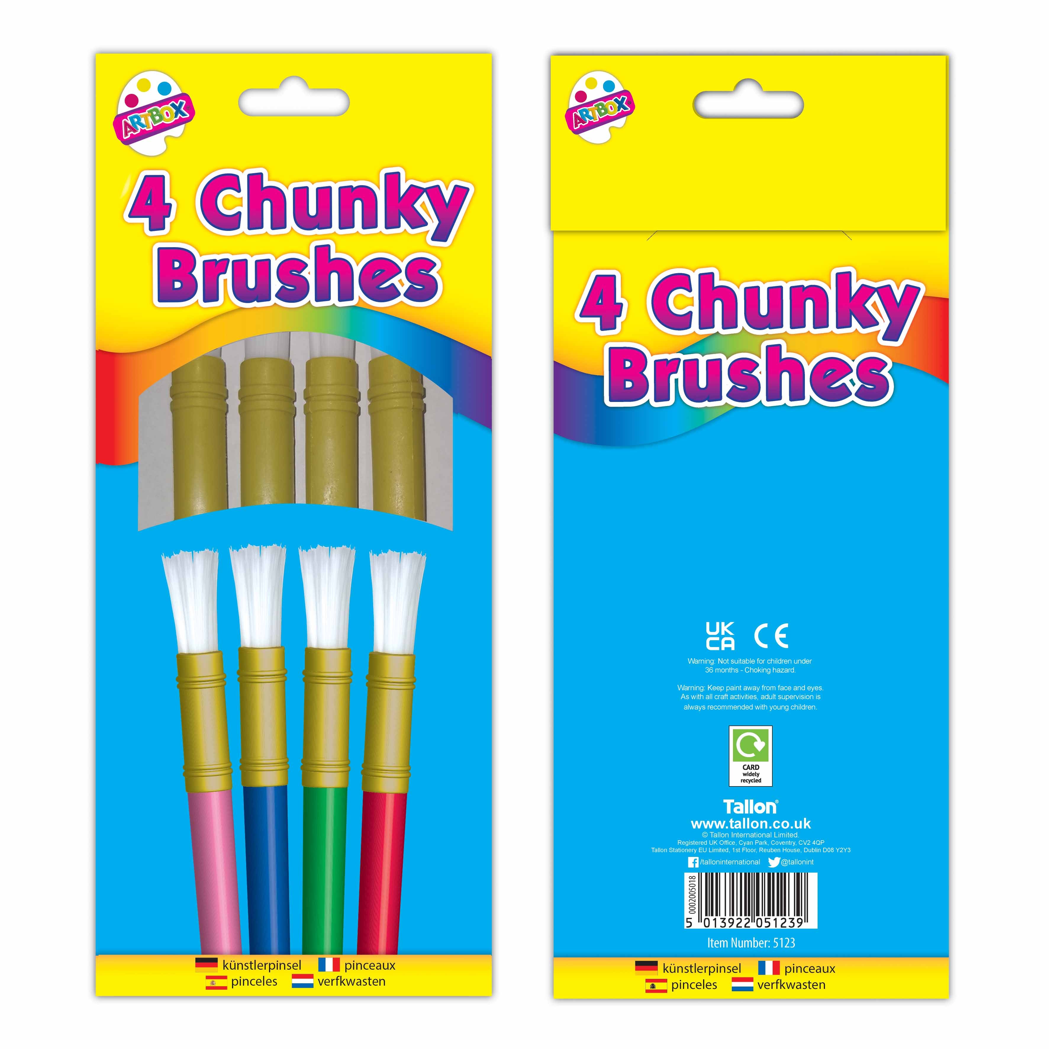 4 Chunky Plastic Handle Paint Brushes
