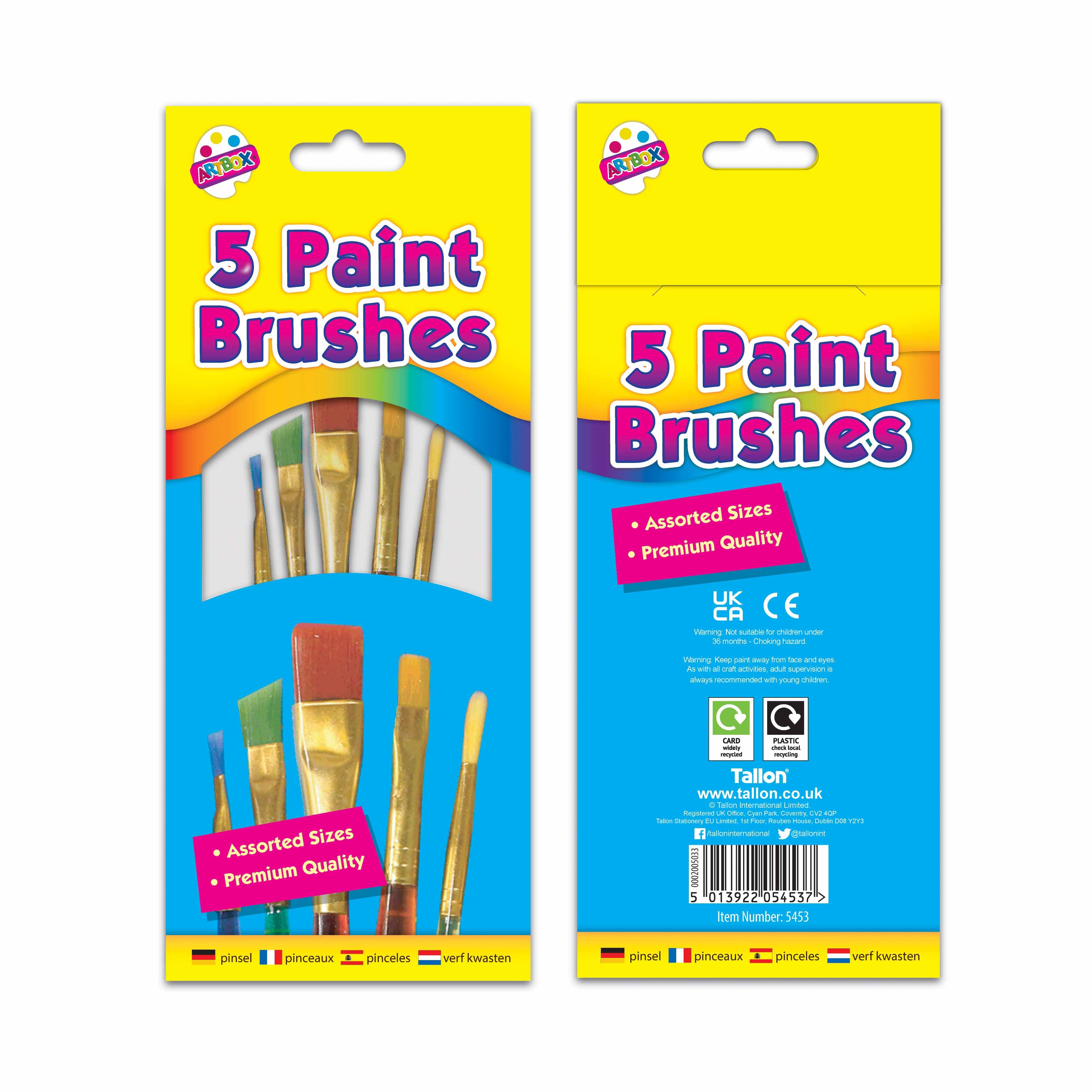 5 Assorted Paint Brushes