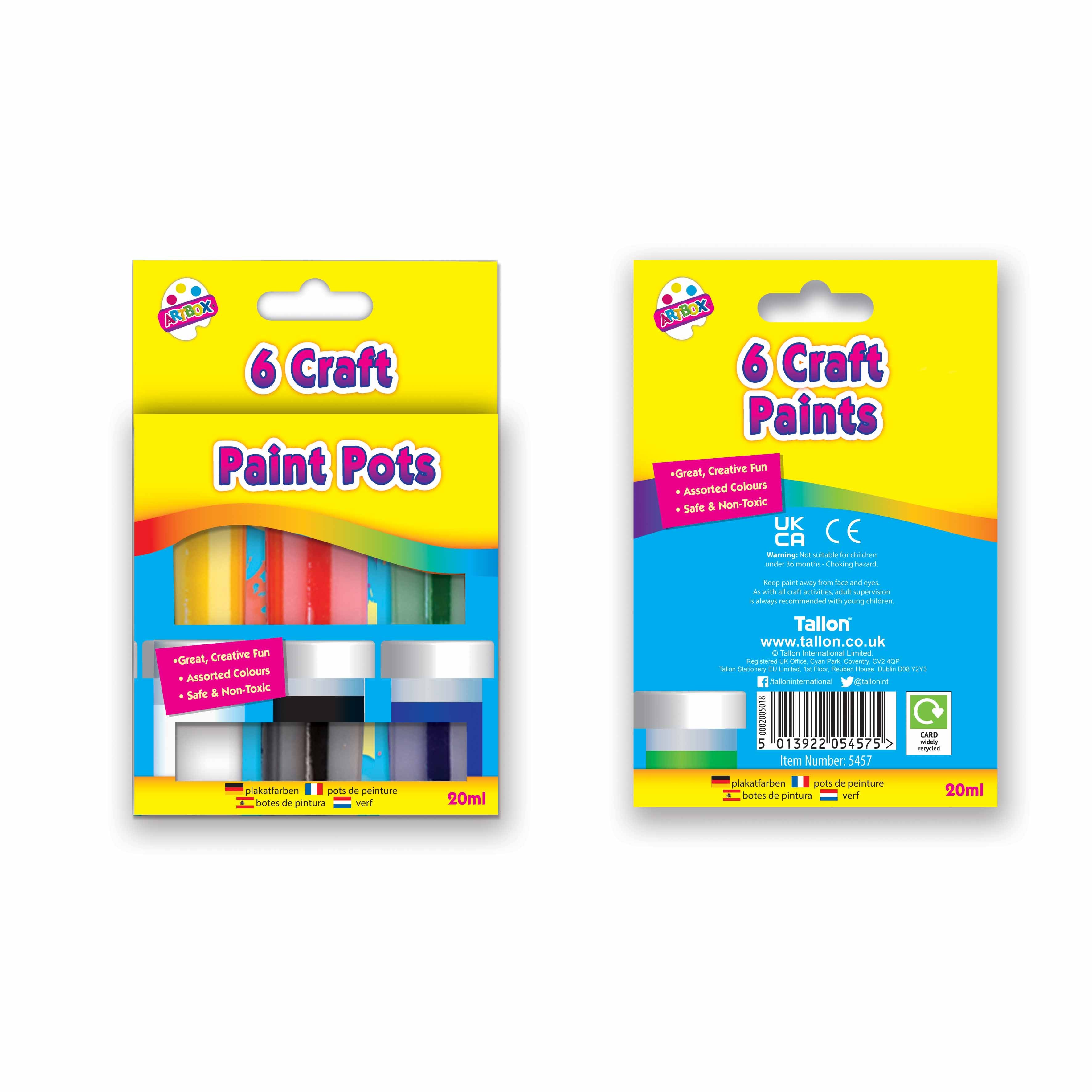Craft Paint Pots 20ML 6 Pack