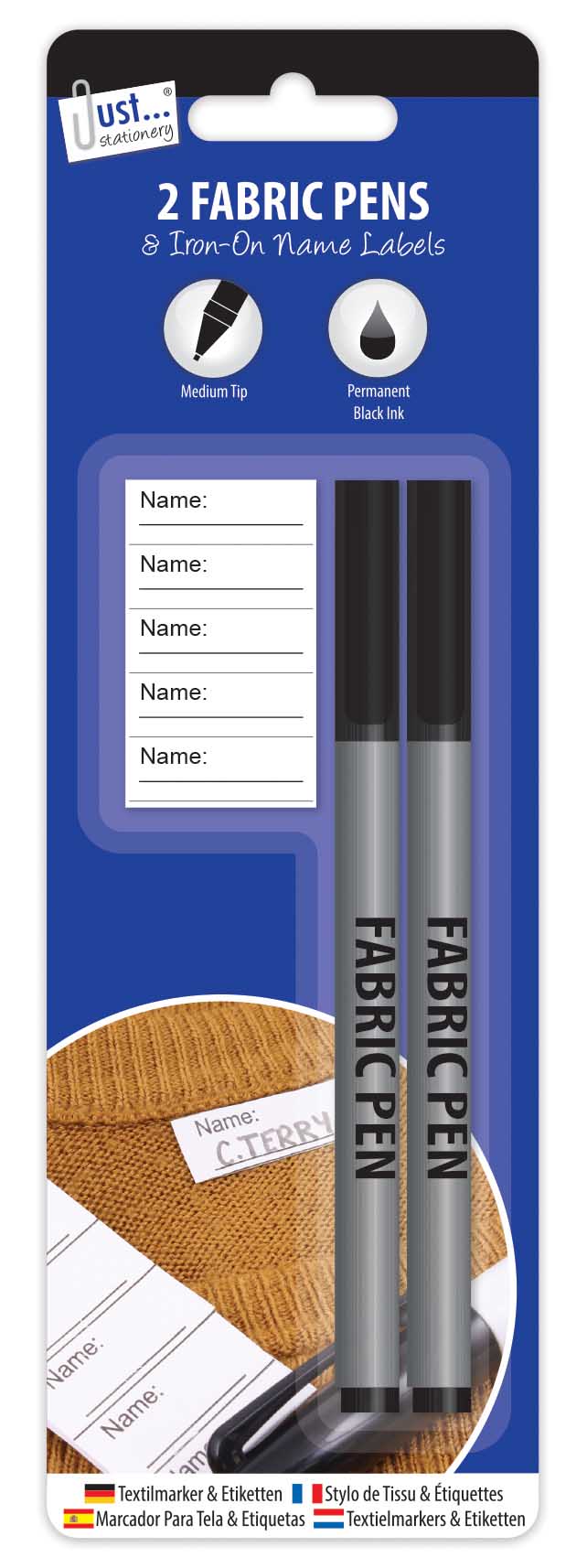 Just Stationery Fabric Pens And Name Labels
