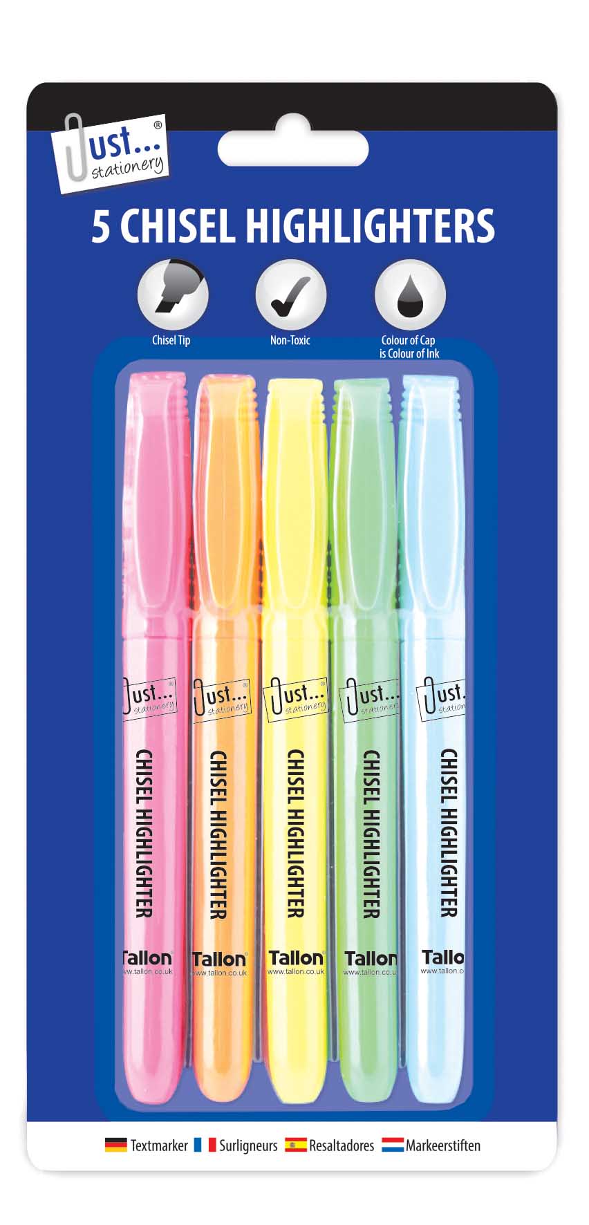 Just Stationery Bright Chisel Tip Highlighters