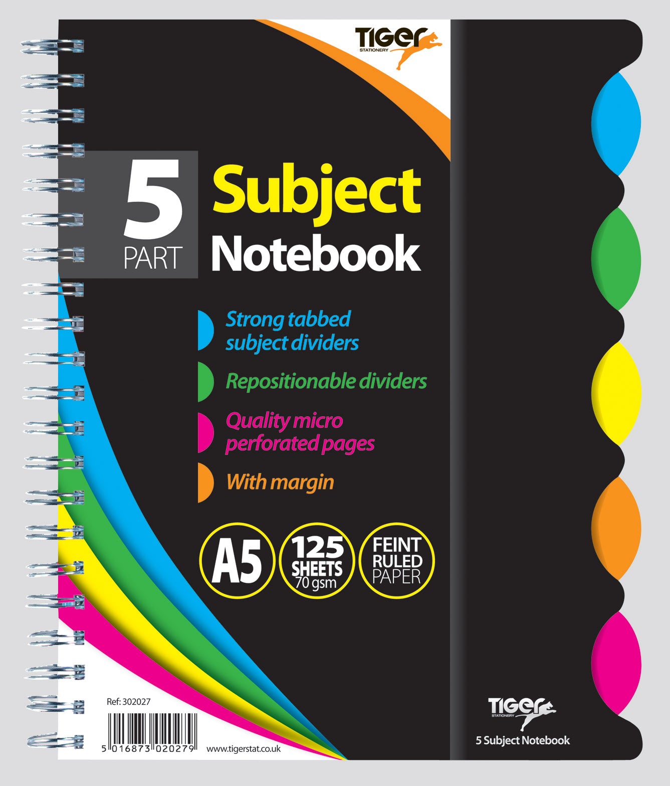 A5 5 Subject Notebook - Twinwire 125 Sheets