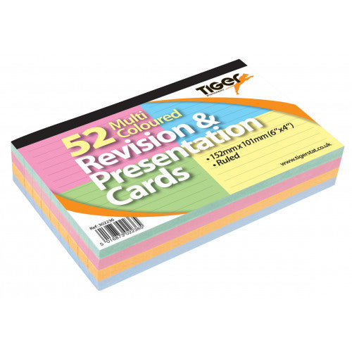 Revision Cards Ruled Coloured 6x4" - 52 Sheet