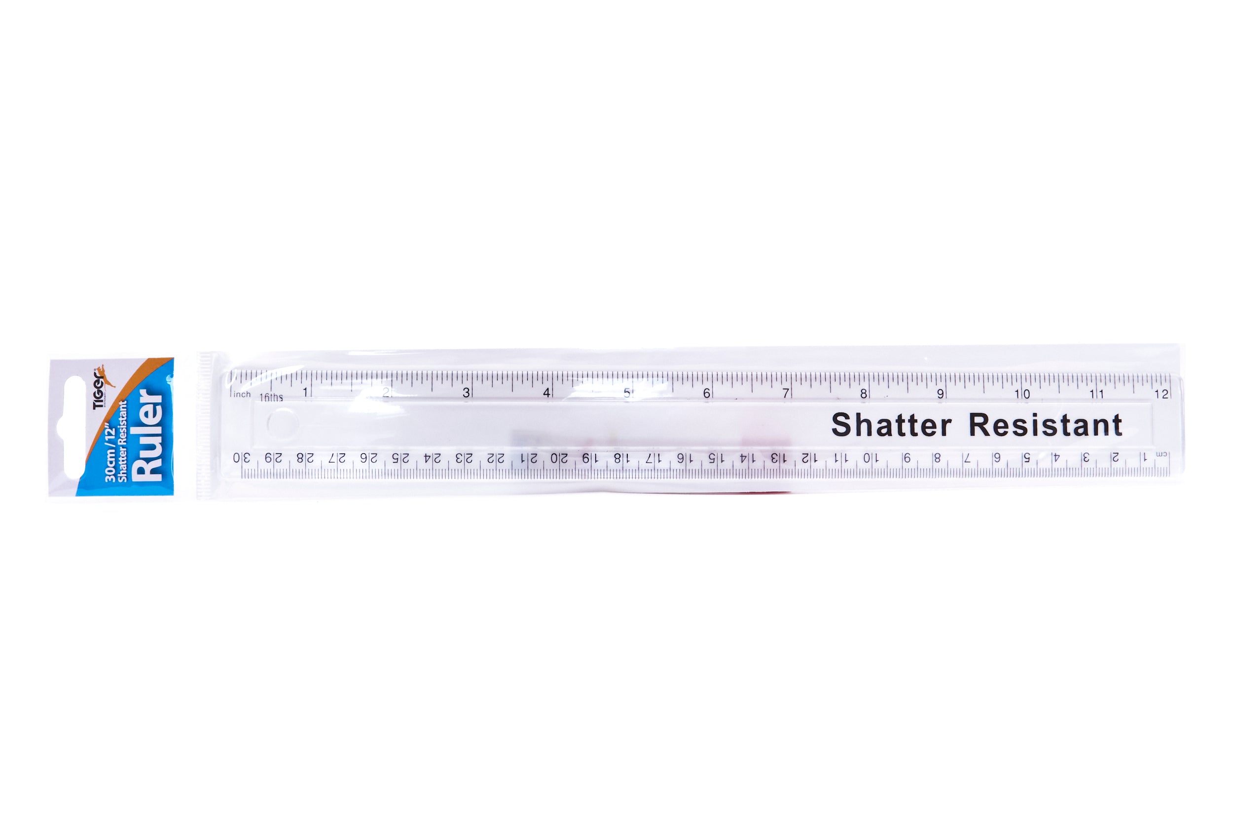 Tiger Stationery Ruler 30cm Shatter Resistant Clear