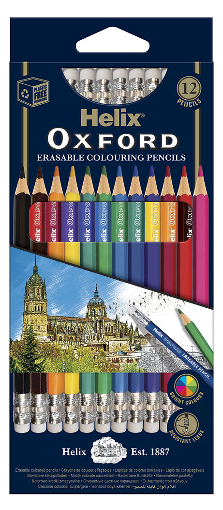 Helix Oxford Erasable Colouring Pencils 12 Pack