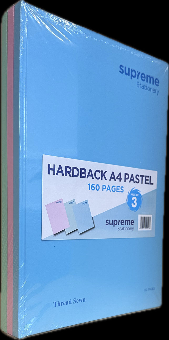 A4 Hardback Notebook 160 Pages - 3 Pack - Pastel Colours