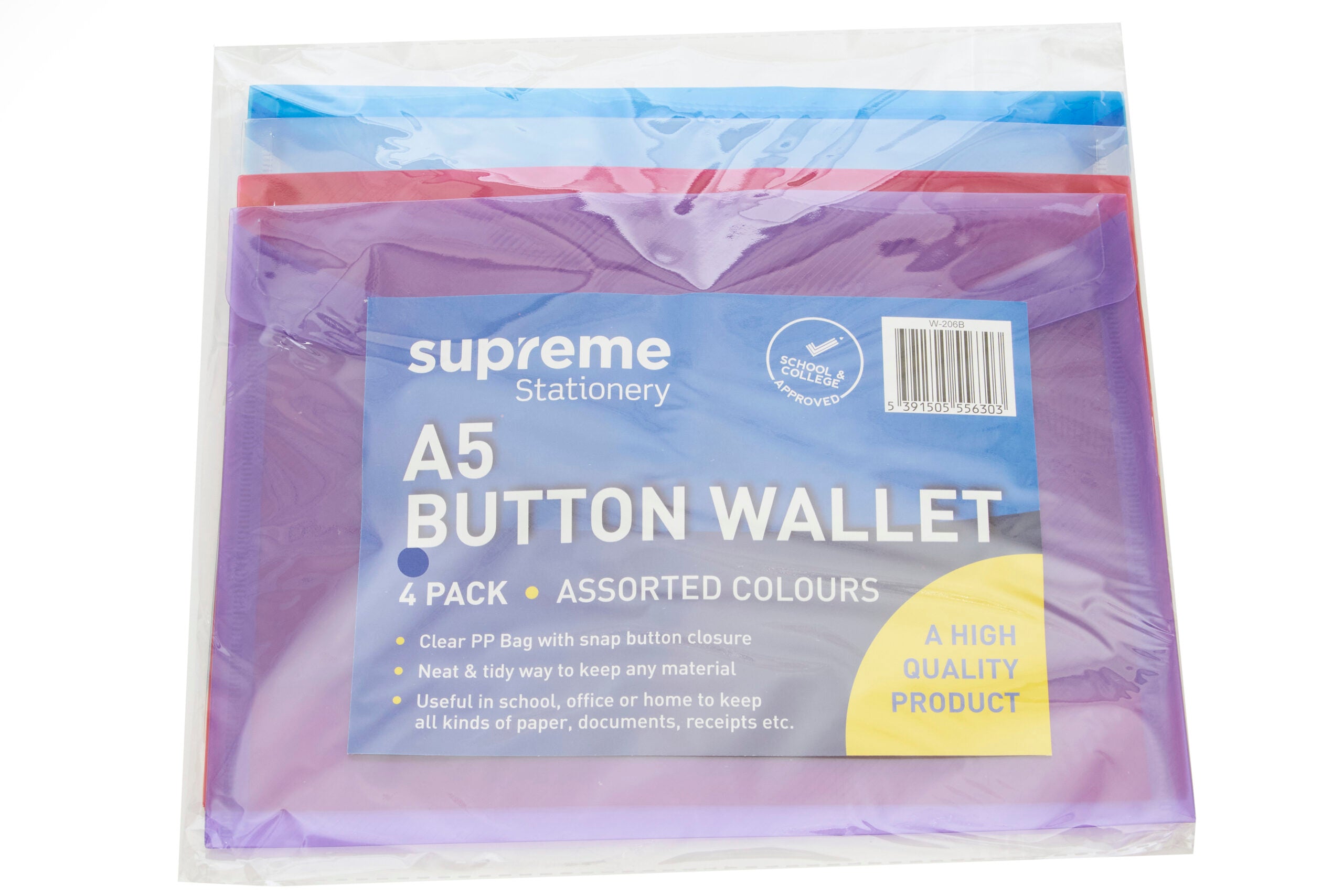 Wallet Button A5 4 Pack Assorted Colours