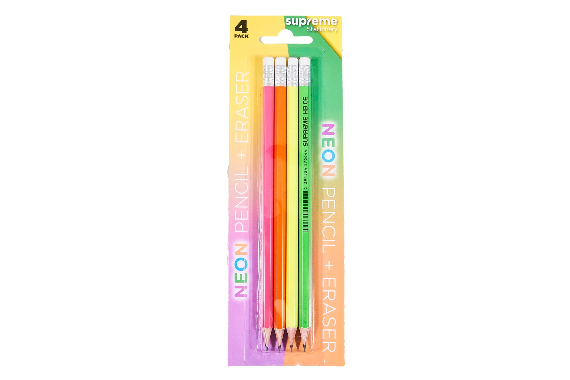 Supreme Neon HB Pencils With Eraser