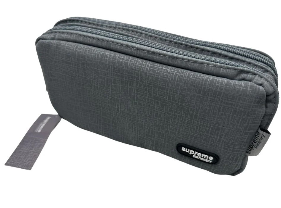 Pencil Case - Grey with Double Zip