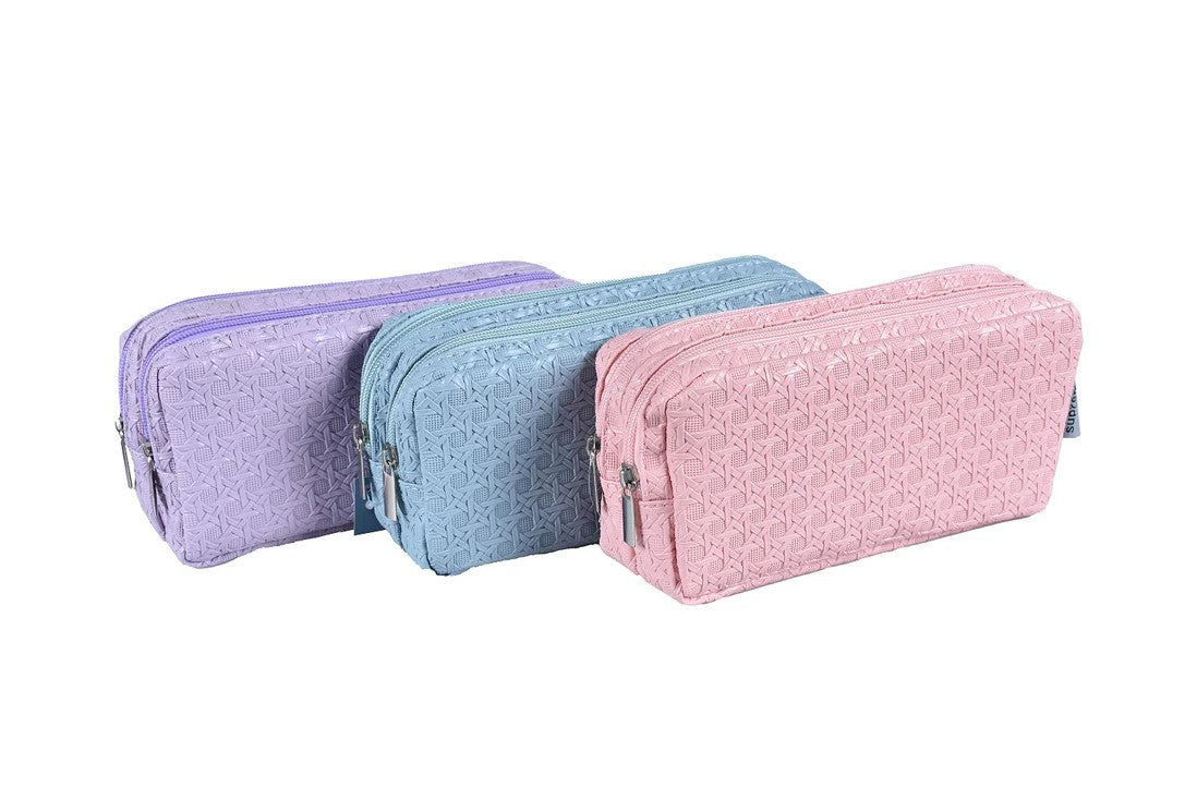 Pencil Case - Weave Pattern with Double Zip