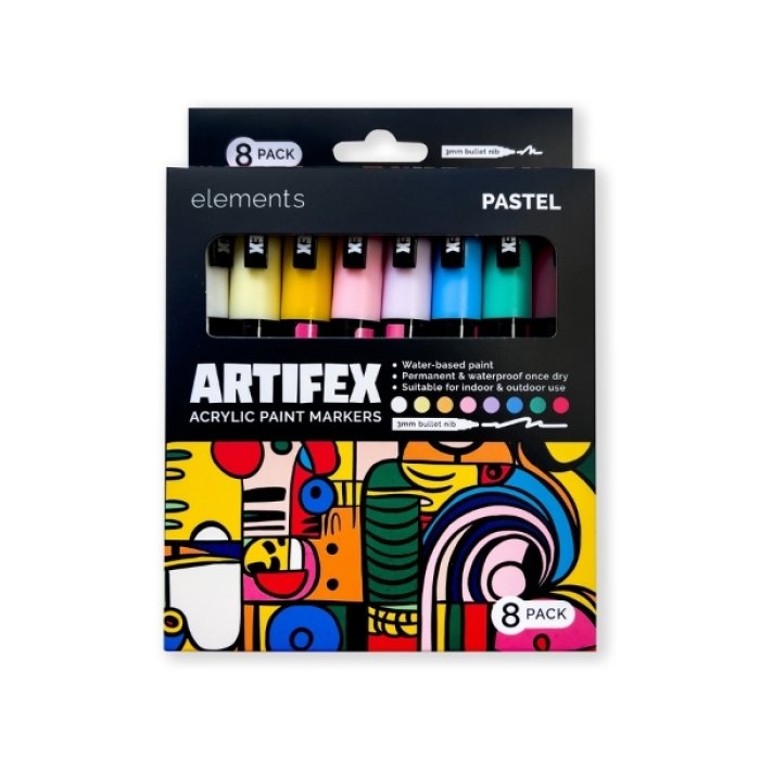Elements Artifex Acrylic Paint Markers 8 x 2-3mm Pastel Sets