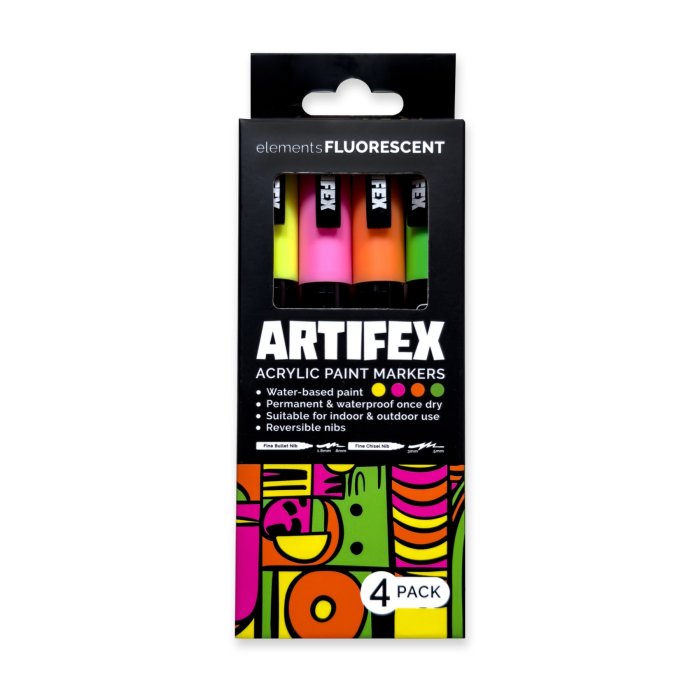 Elements Artifex Acrylic Paint Markers 4 x 2-3mm Fluo Sets