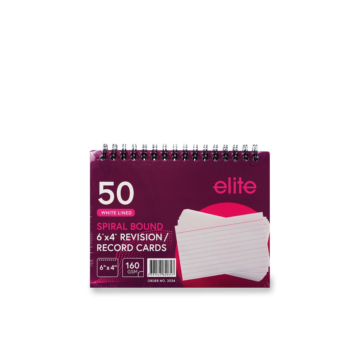6x4 Spiral-Bound Revision Flashcards 50 Sheets (White)