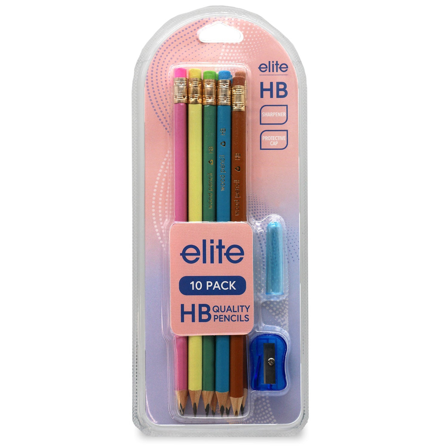 HB Pencils with Sharpener 10Pk (Pastels)