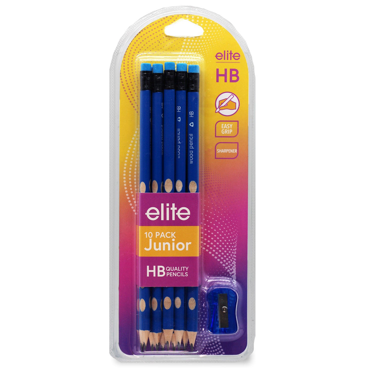 HB Junior Easy-Grip Pencils with Sharpener 10Pk
