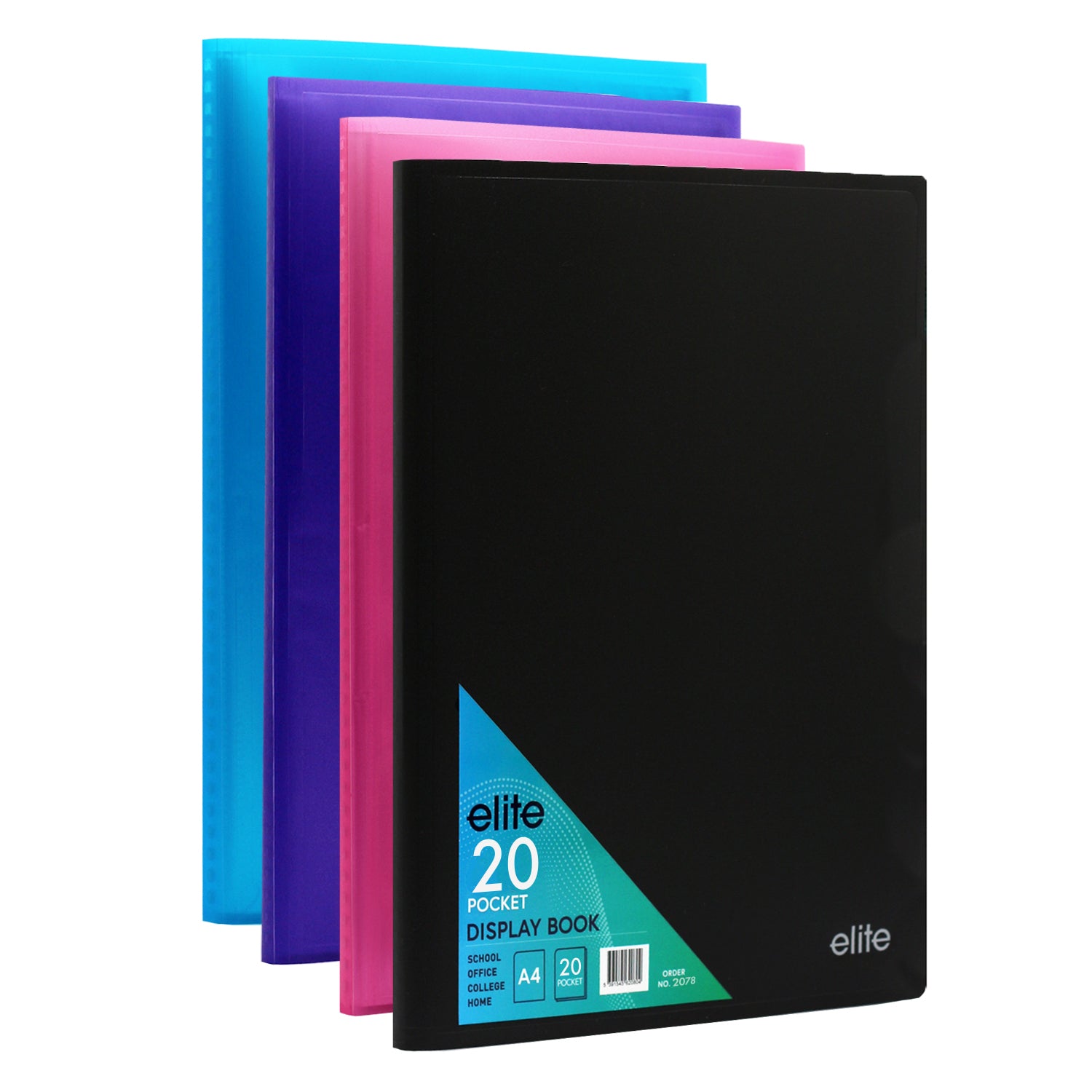 A4 Soft-Cover Display Folder 20 Pockets - Assorted Colours