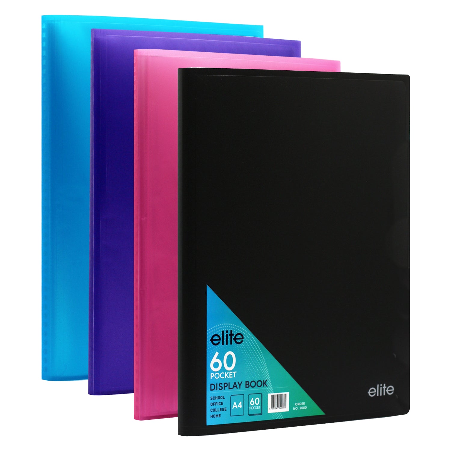 A4 Soft-Cover Display Folder 60 Pockets - Assorted Colours