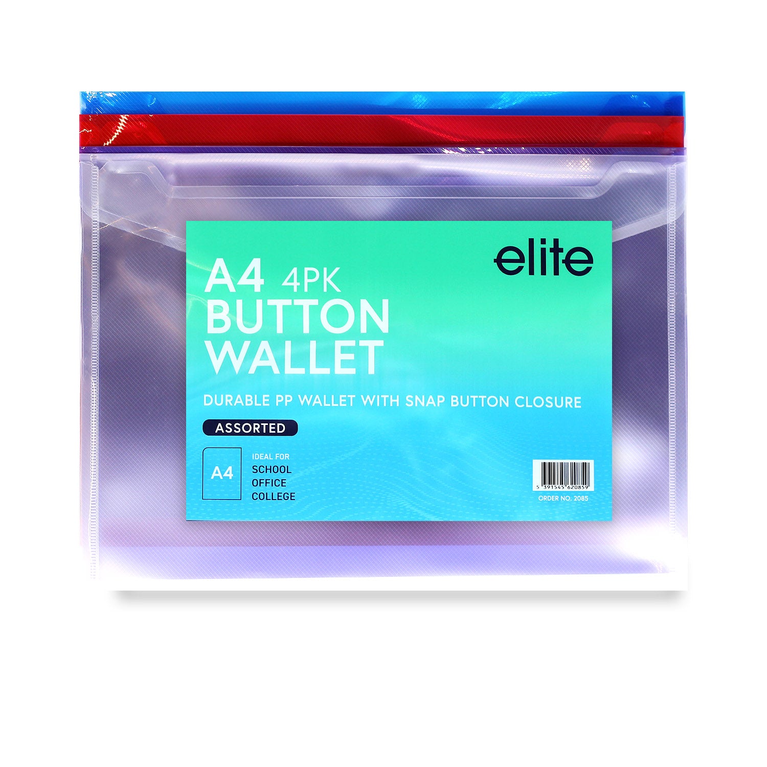 A4 Document Wallet 4-Pk (Multi)
