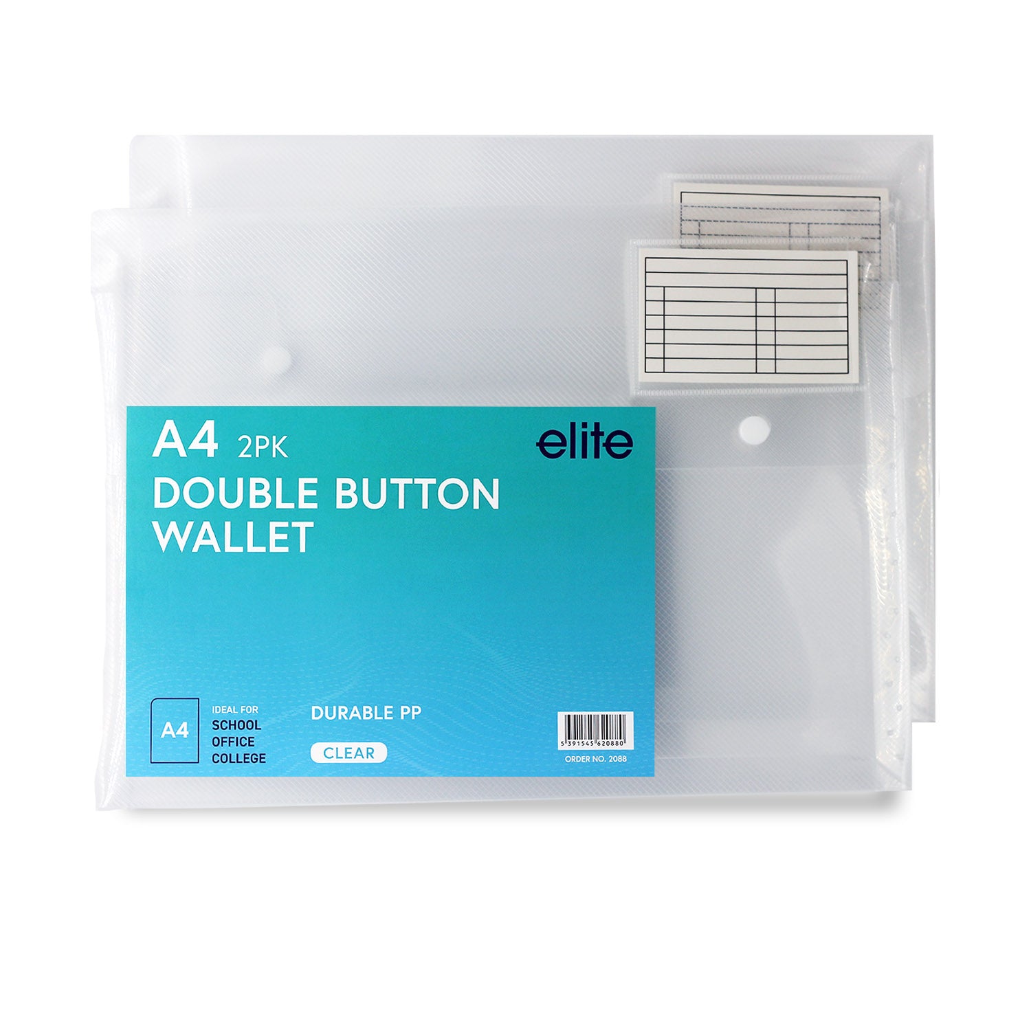 A4 Clear Document Wallet 2-Pk