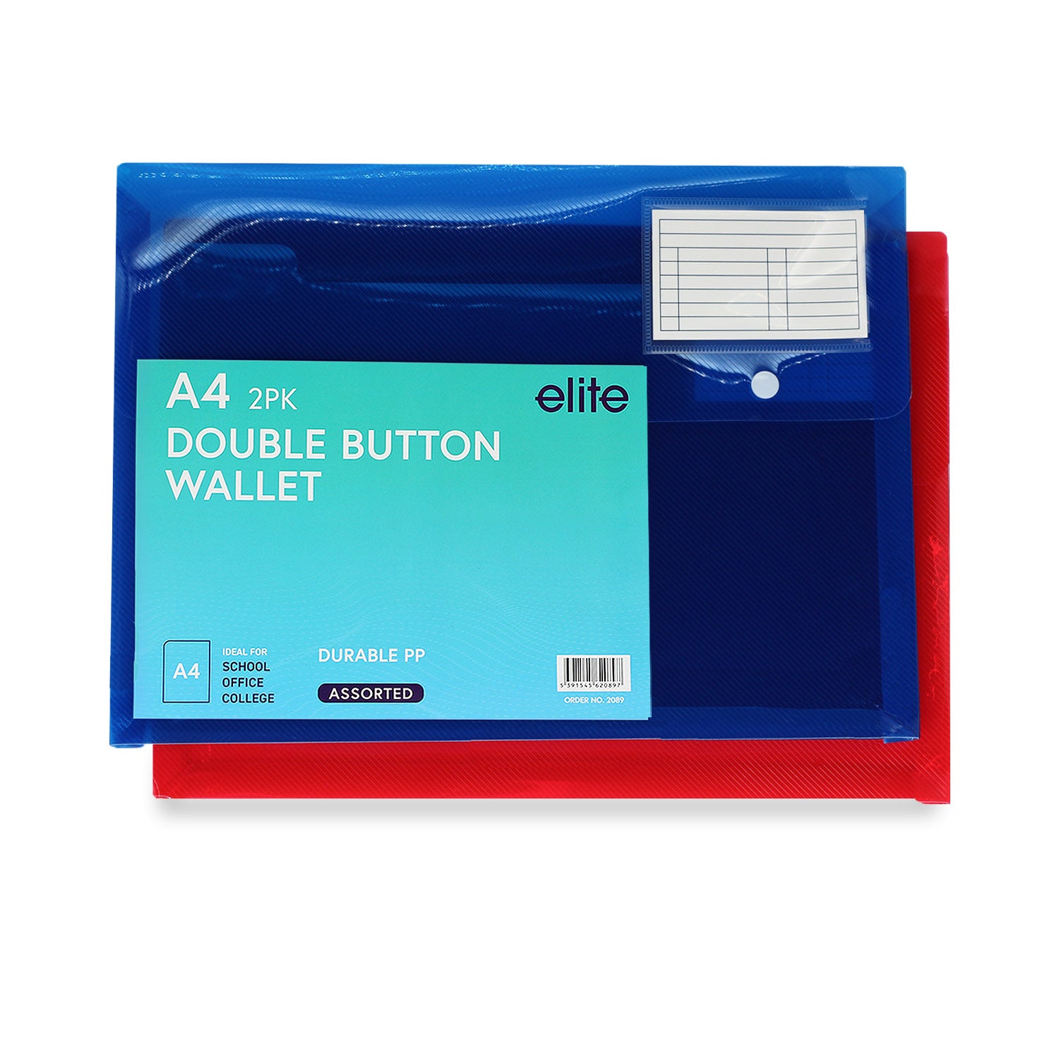 A4 Document Wallet 2-Pk (Multi)