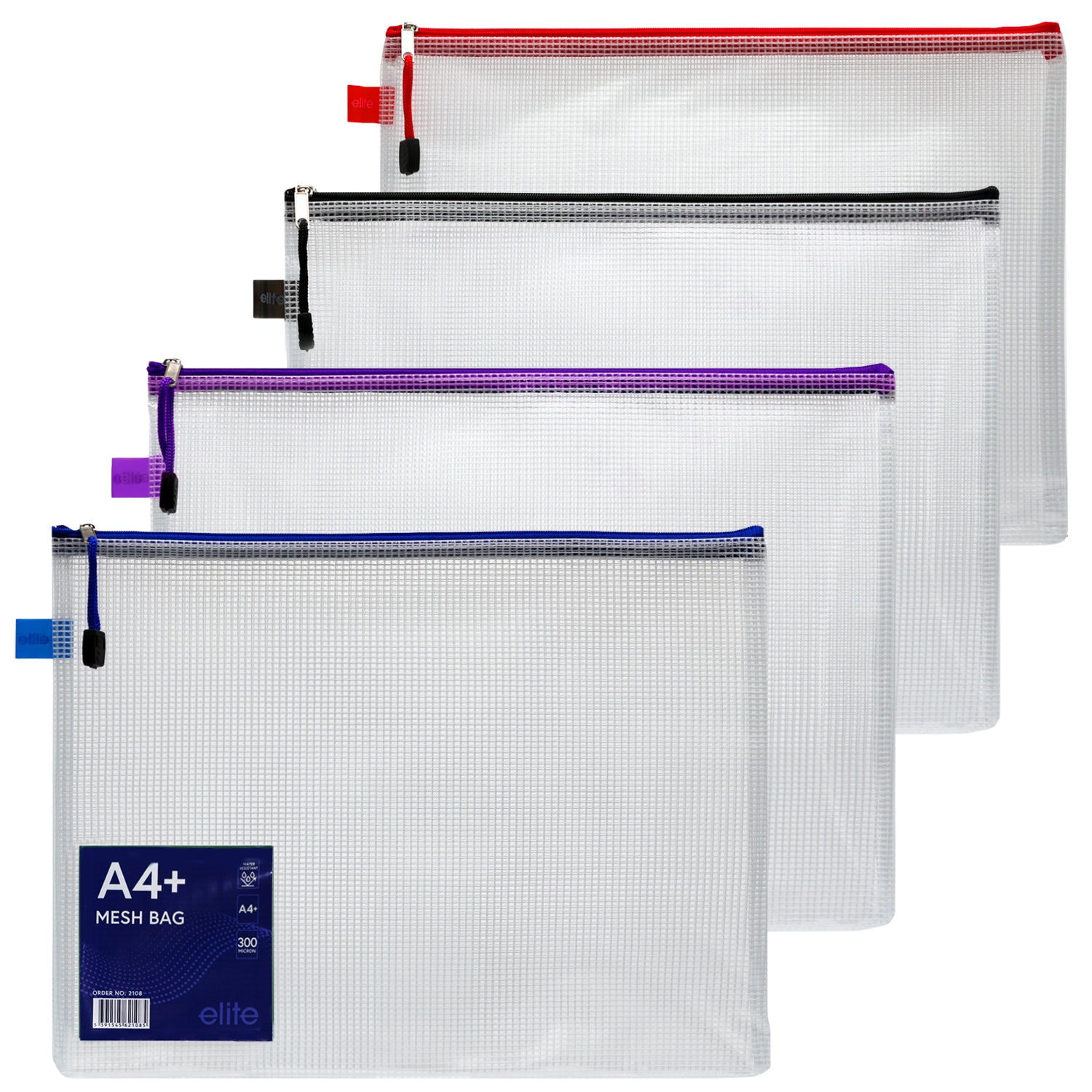 A4+ Zipped Mesh Bag - Clear Assortment