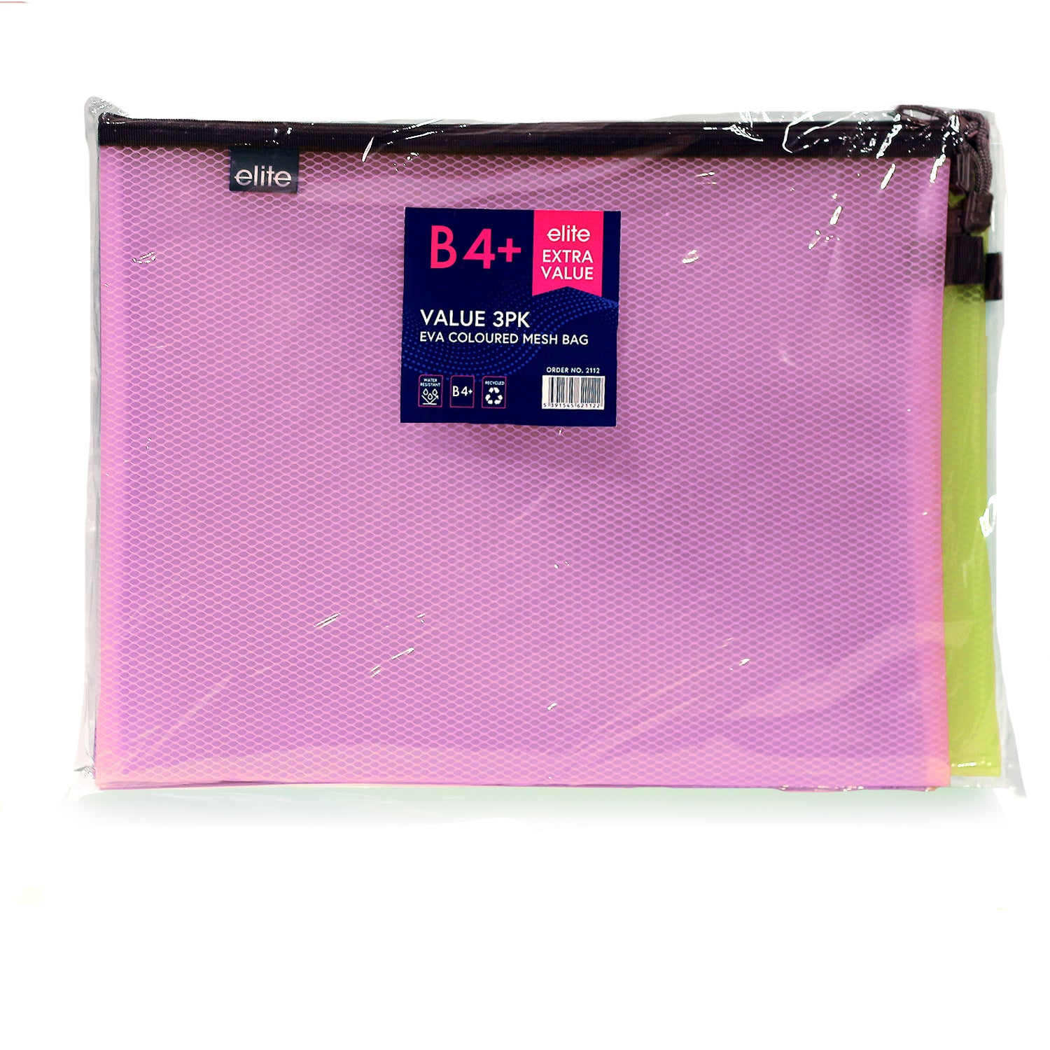 B4+ EVA Coloured Mesh Bag 3-Pack Purple Lime Pink Multi