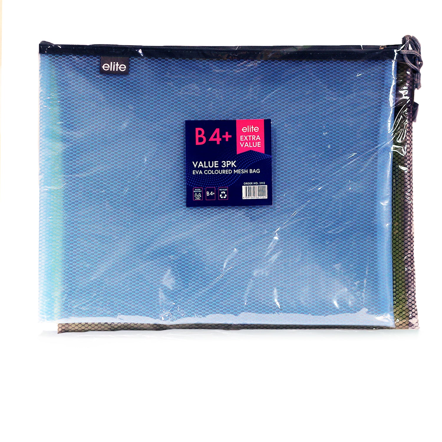 B4+ EVA Coloured Mesh Bag 3-Pack Blue Lime Grey Multi